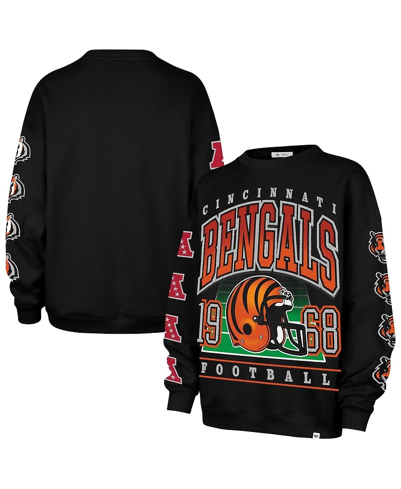 '47 Brand Women's Black Cincinnati Bengals Go Big Oversized Pullover Sweatshirt