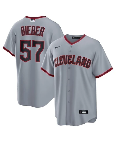 Nike Men's Shane Bieber Gray Cleveland Guardians Road Replica Jersey