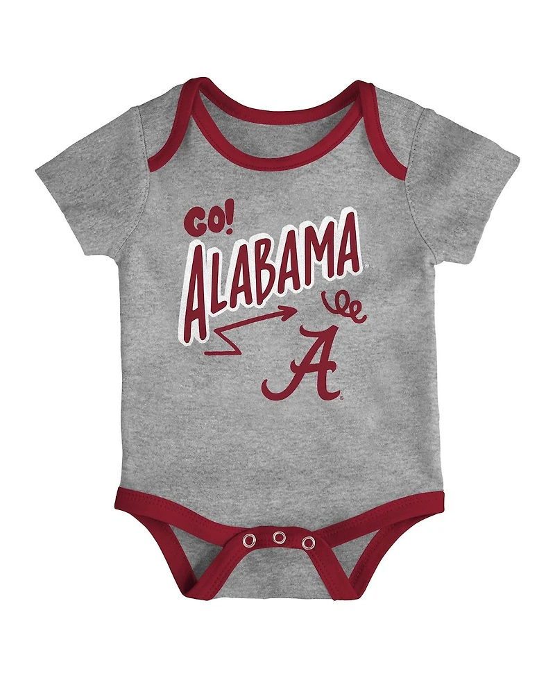 Outerstuff Baby Boys and Girls 3-Pack Alabama Crimson Tide All Day Play Bodysuit Set