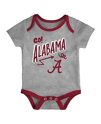 Outerstuff Baby Boys and Girls 3-Pack Alabama Crimson Tide All Day Play Bodysuit Set