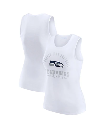 Wear by Erin Andrews Women's White Seattle Seahawks Ribbed Graphic Tank Top