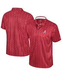Colosseum Men's Crimson Alabama Tide Football Print Polo Shirt