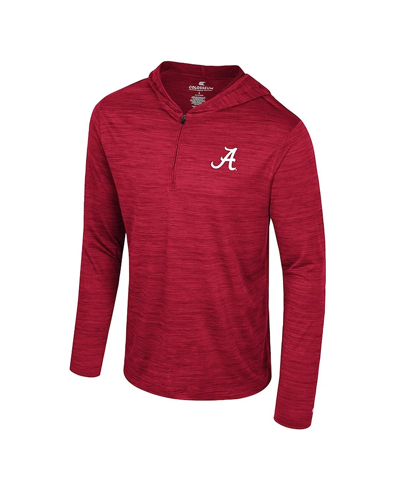 Colosseum Men's Crimson Alabama Tide Always Sunny Lightweight Quarter-Zip Hoodie