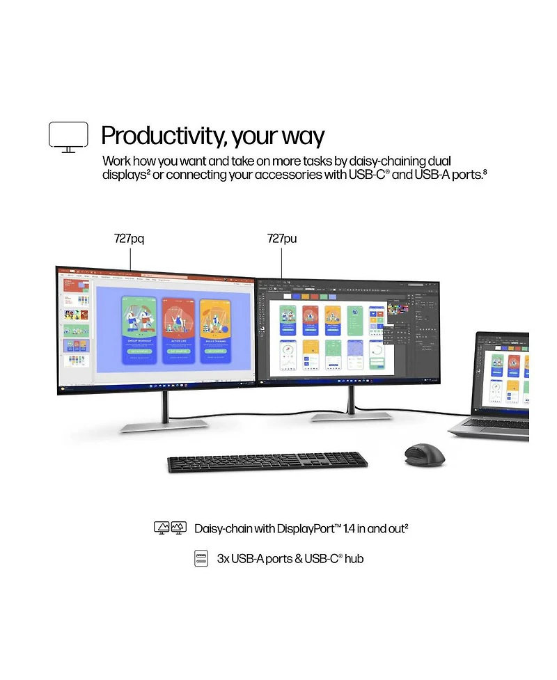 Hp Series 7 Pro 727pq 27" 16:9 Wqhd 120Hz Ips Lcd Monitor, Natural Silver
