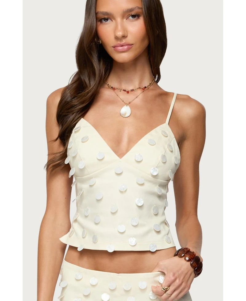 Edikted Womens Arielle Iridescent Backless Top