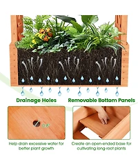 Gymax Raised Garden Bed Planter Box w/ Side & Top Trellis for Vine Climbing Plants