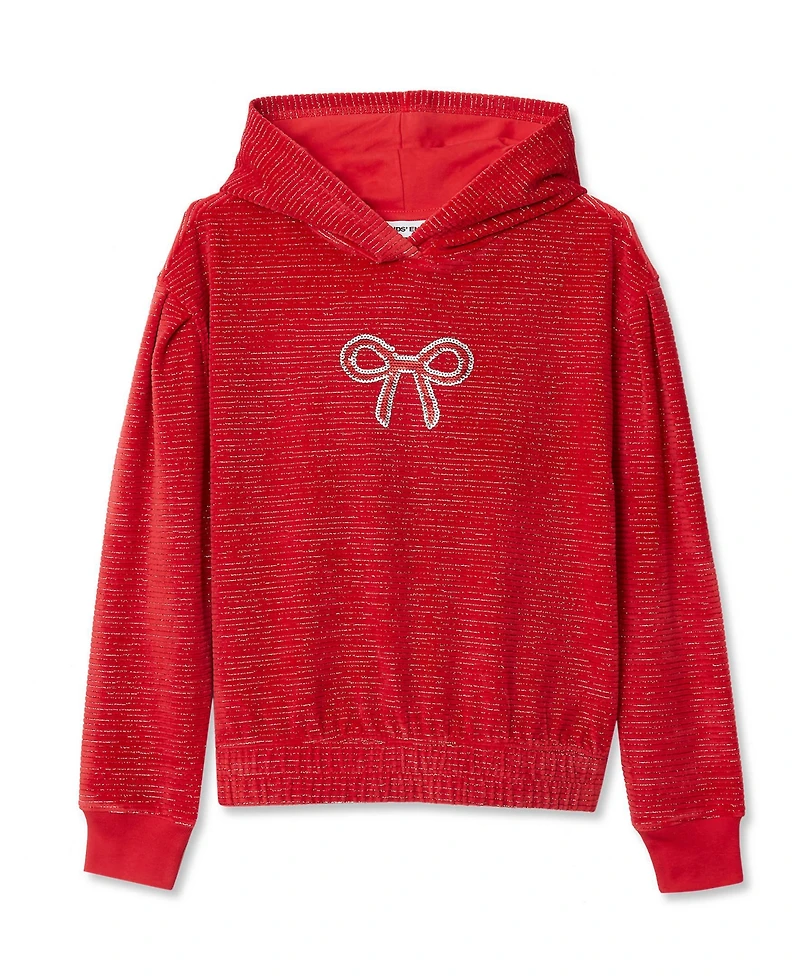 Lands' End Girls Velour Hoodie Sweatshirt