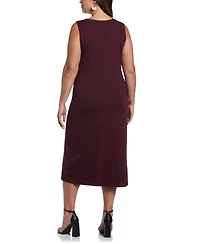Ella Rafaella Plus Ponte Knit Twist Front Sleeveless Midi Dress