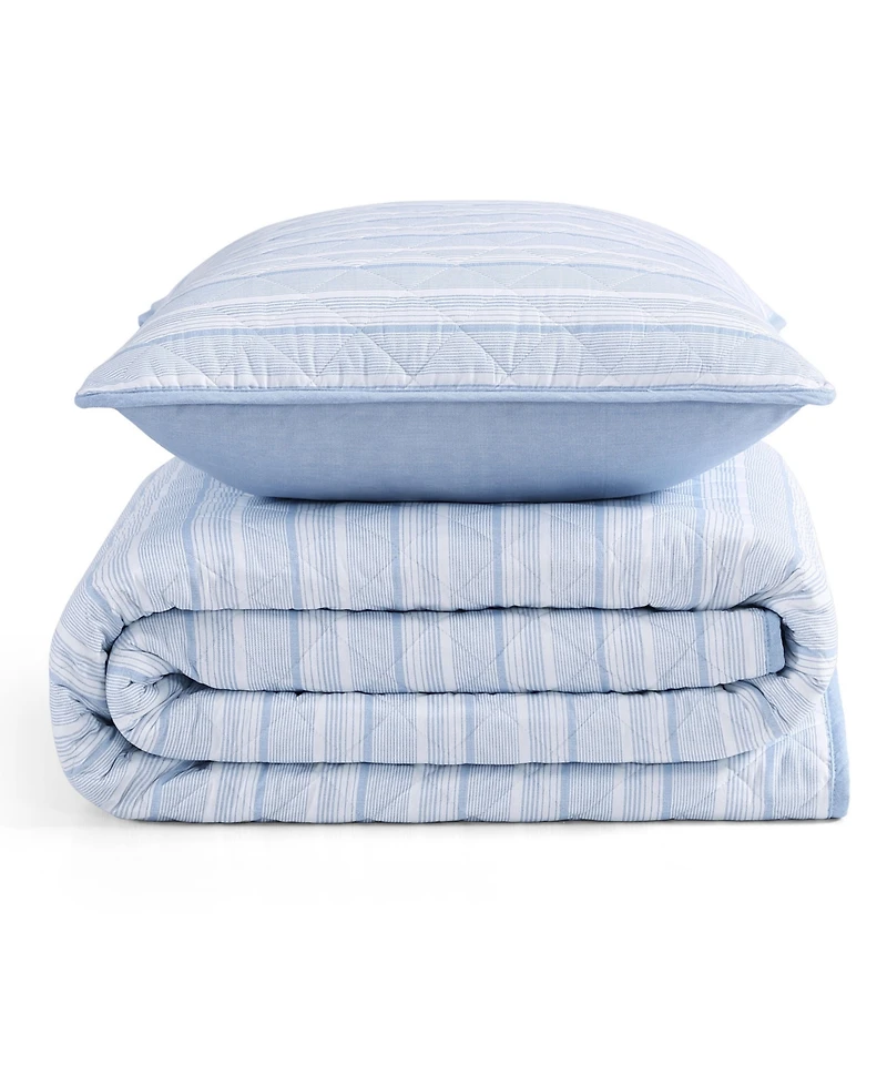 Tommy Hilfiger Sailing Stripe Cotton Reversible -Pc. Quilt Set