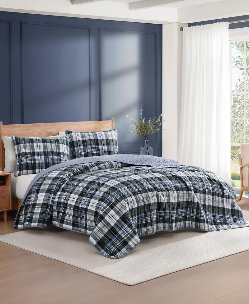 Tommy Hilfiger Bleecker Plaid Cotton Reversible 3-Pc. Quilt Set