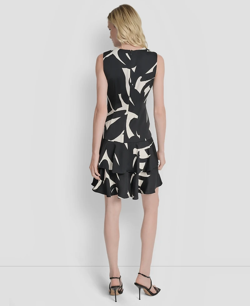 Dkny Women's Printed Double-Layer Fit & Flare Dress
