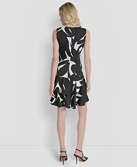 Dkny Women's Printed Double-Layer Fit & Flare Dress