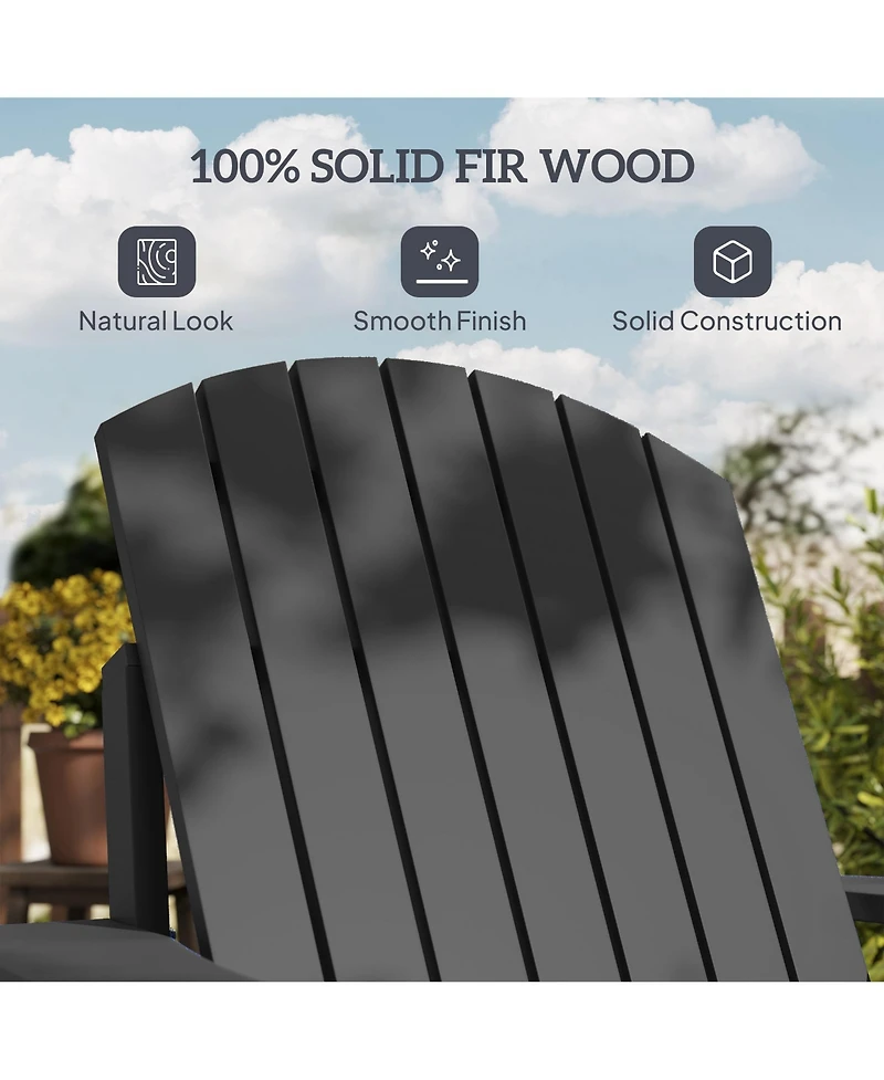 Outsunny Wood Adirondack Chair, Wooden Outdoor & Patio Seating,