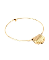 Robert Lee Morris Soho Gold Ribbed Tube Statement Wire Necklace