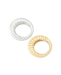 Robert Lee Morris Soho Two-Tone Rubbed Tube Band Ring Set