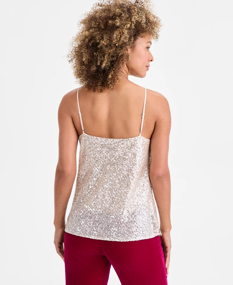 Tahari Asl Women's Sequinned Cowl-Neck Top