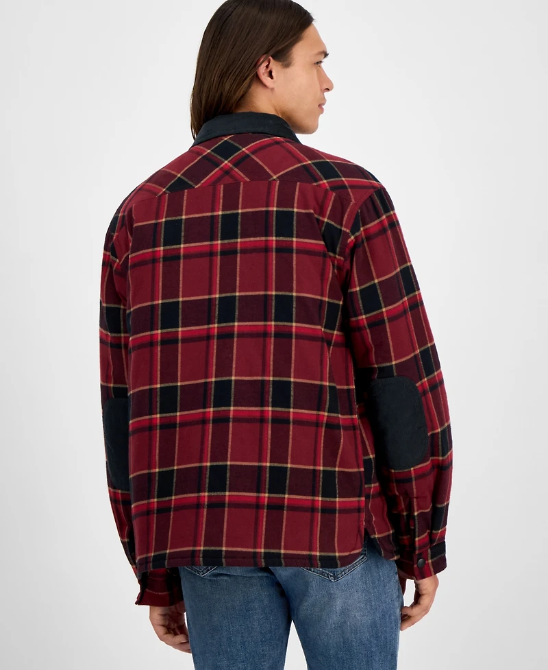Sun + Stone Men's Gurley Long Sleeve Snap-Front Plaid Shirt Jacket, Macy's Exclusive