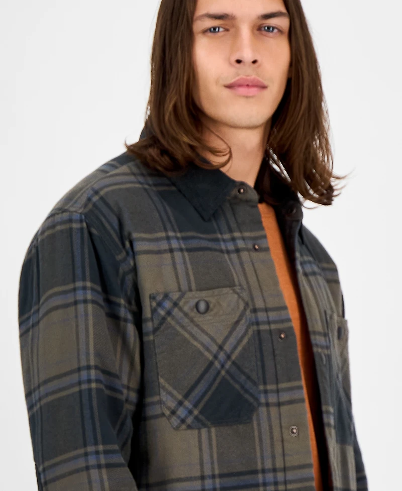Sun + Stone Men's Mack Long Sleeve Snap-Front Plaid Shirt Jacket, Macy's Exclusive