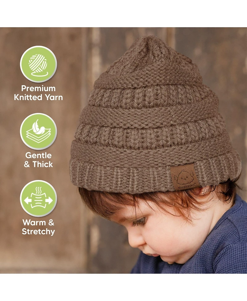 KeaBabies 3pk Warmzy Baby Beanies, 0-36 months Hats, Winter Hat for Newborn, Infant, Toddlers, Boys, Girls