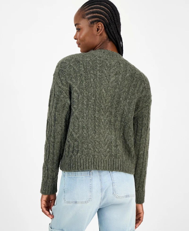 And Now This Women's Flecked Cable-Knit Cropped Cardigan, Macy's Exclusive