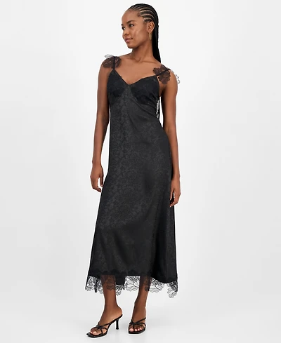 And Now This Women's Lace-Trim Jacquard Slip Dress, Macy's Exclusive