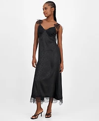 And Now This Women's Lace-Trim Jacquard Slip Dress, Macy's Exclusive