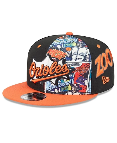 New Era Big Boys and Girls Black/Orange Baltimore Orioles 2025 Mlb Diamond Hero Edition 9FIFTY Snapback Hat