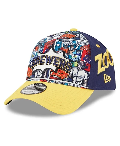 New Era Big Boys and Girls Navy/Gold Milwaukee Brewers 2025 Mlb Diamond Hero Edition A-Frame 9FORTY Adjustable Hat
