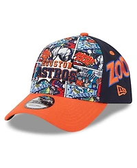 New Era Big Boys and Girls Navy/Orange Houston Astros 2025 Mlb Diamond Hero Edition A-Frame 9FORTY Adjustable Hat