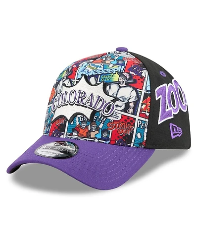 New Era Big Boys and Girls Black/Purple Colorado Rockies 2025 Mlb Diamond Hero Edition A-Frame 9FORTY Adjustable Hat