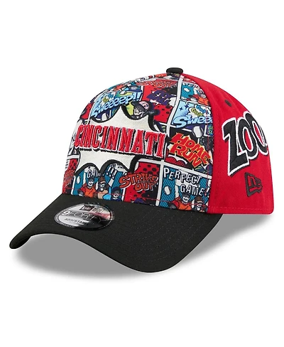 New Era Big Boys and Girls Red/Black Cincinnati Reds 2025 Mlb Diamond Hero Edition A-Frame 9FORTY Adjustable Hat