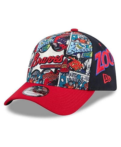 New Era Big Boys and Girls Navy/Red Atlanta Braves 2025 Mlb Diamond Hero Edition A-Frame 9FORTY Adjustable Hat