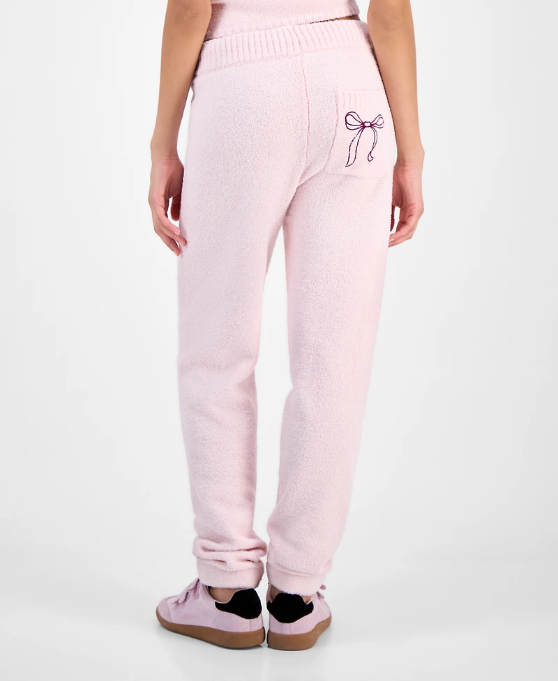 Hippie Rose Juniors' Teddy-Knit Drawstring Jogger Pants