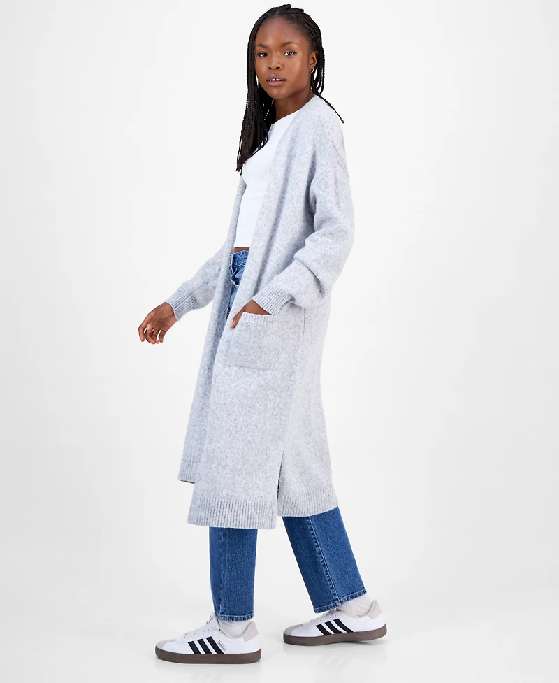 Madden Girl Juniors' Open-Front Patch-Pocket Duster Cardigan