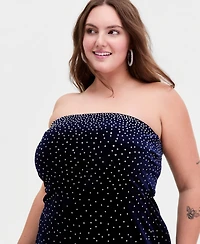 B Darlin Trendy Plus Strapless Rhinestone Dress