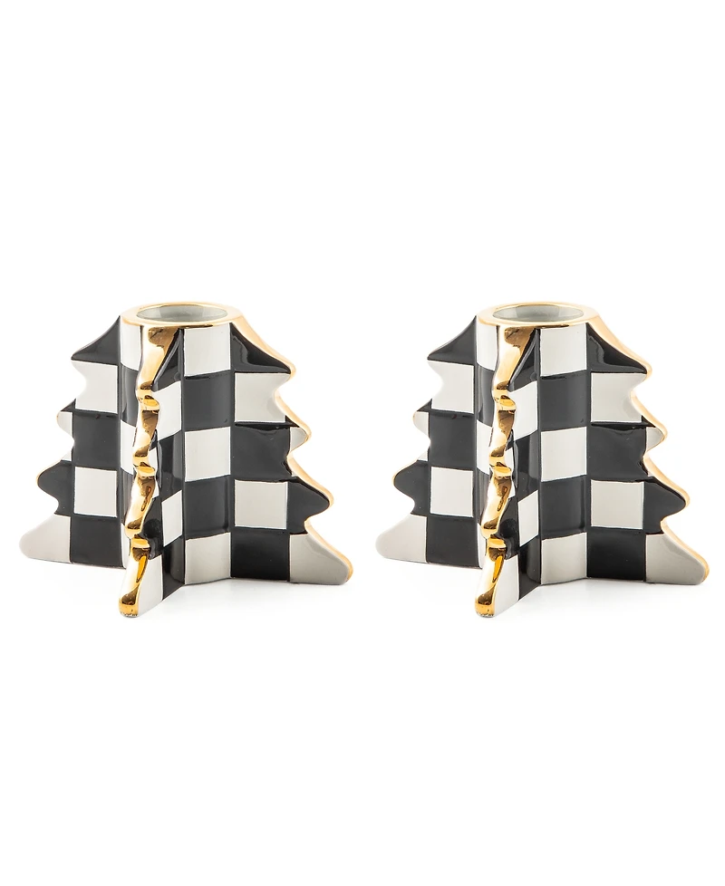 MacKenzie-Childs Check Tree Candle Holders, Set of 2