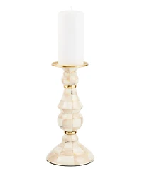 MacKenzie-Childs Mocha Check Large Pillar Candlestick