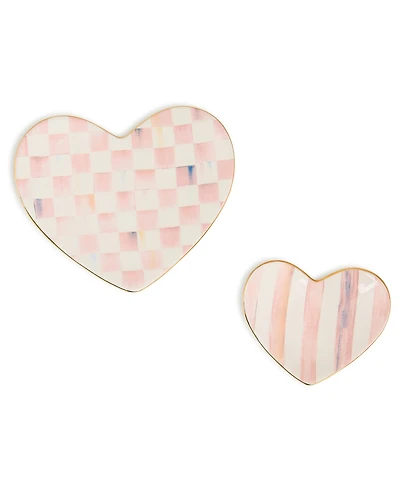 MacKenzie-Childs Rosy Heart Trinket Dishes, Set of 2