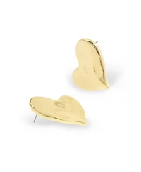 Steve Madden Gold Vintage Textured Heart Button Earrings