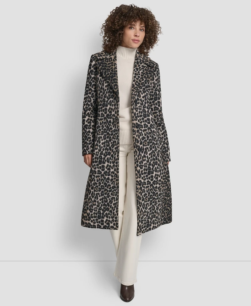 Dkny Women's Maxi Boucle Notch Collar Coat