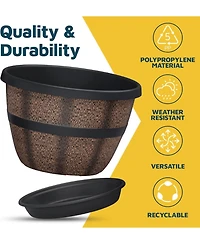 Lifemaster 10-Inch Whiskey Barrel Planters Outdoor Pack of 2