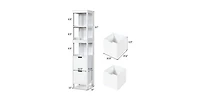Slickblue Bathroom Cabinet Tower with 2 Storage Drawers and 3 Shelves in Wood Finish