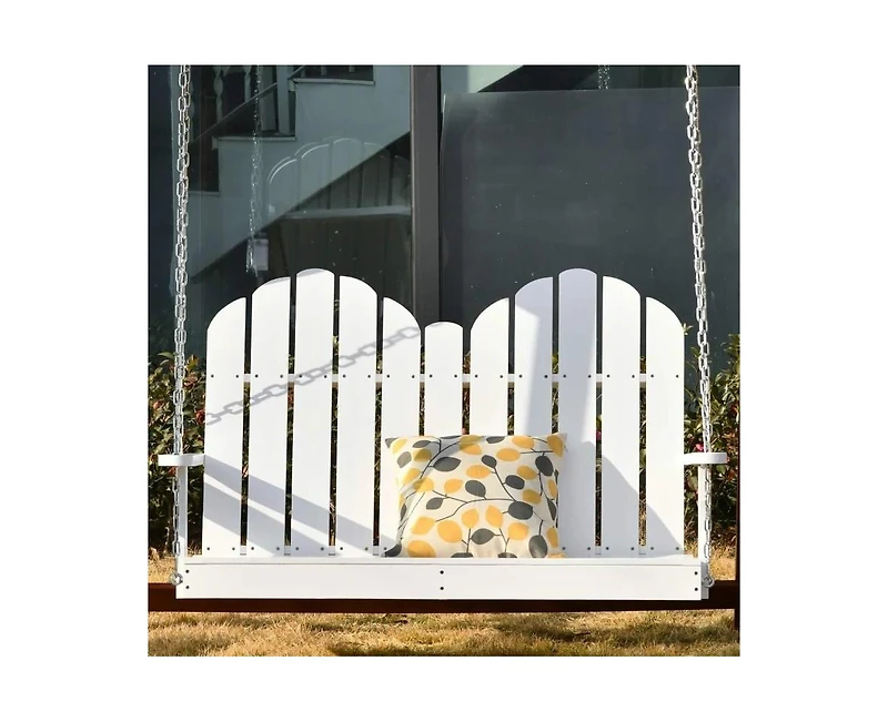 Slickblue Solid Wood Hanging Patio Swing, 2-Seater Design for Outdoor Relaxation