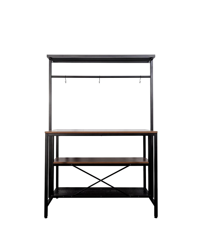 Casainc 3-Tier Kitchen Island with Hooks, Microwave Shelf and Storage Rack for Dining Room