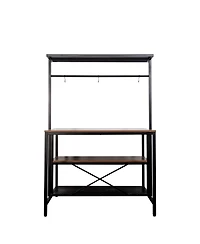 Casainc 3-Tier Kitchen Island with Hooks, Microwave Shelf and Storage Rack for Dining Room