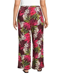 Lands' End Women's Plus Rayon High Rise Wide Leg Pants - Set Bottom