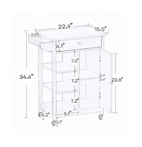 Casainc Rolling Kitchen Cart with Adjustable Shelves, Towel Rack and Rubber Wood Top