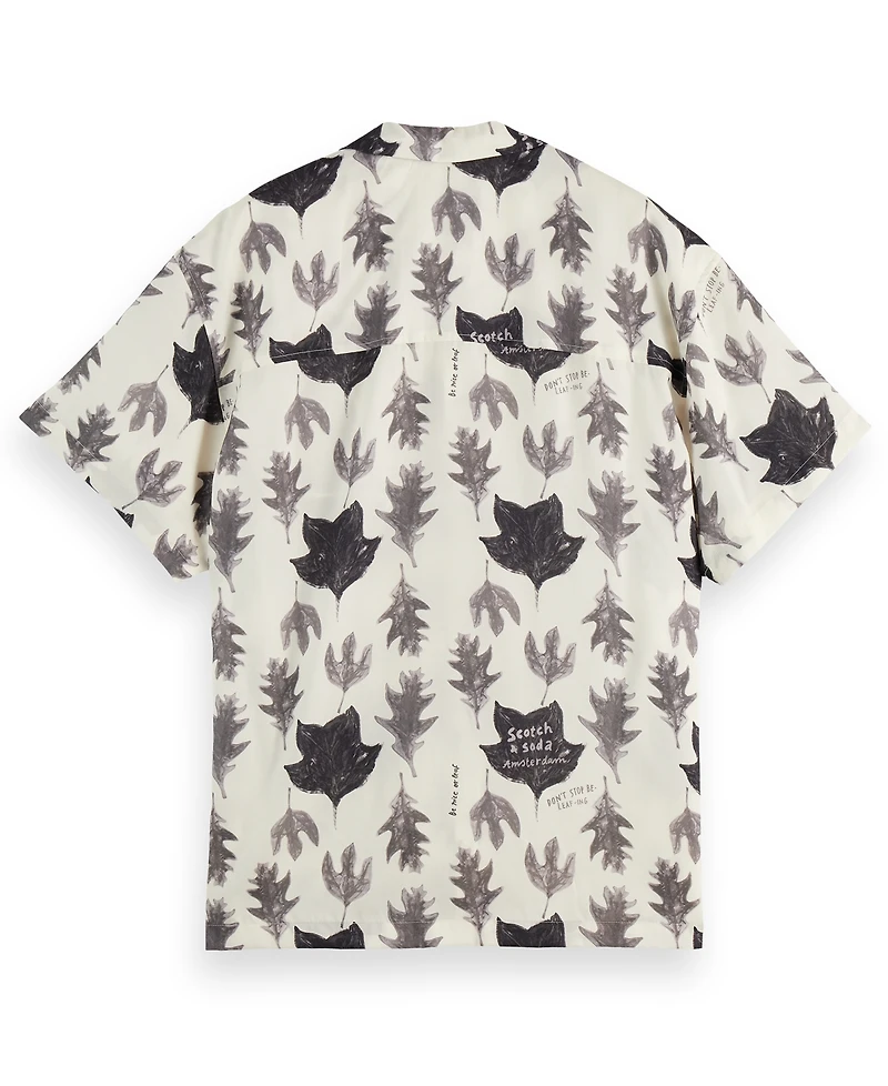 Scotch & Soda Men's Relaxed Fit Short Sleeve Marble Print Button-Front Camp Shirt