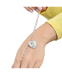 Bluey Heart Pendant Chain Bracelet - Silver Tone