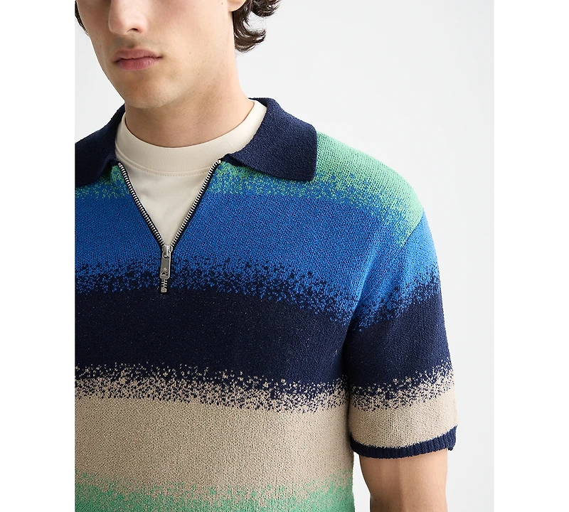 Scotch & Soda Men's Relaxed Fit Short Sleeve Striped Polo Shirt